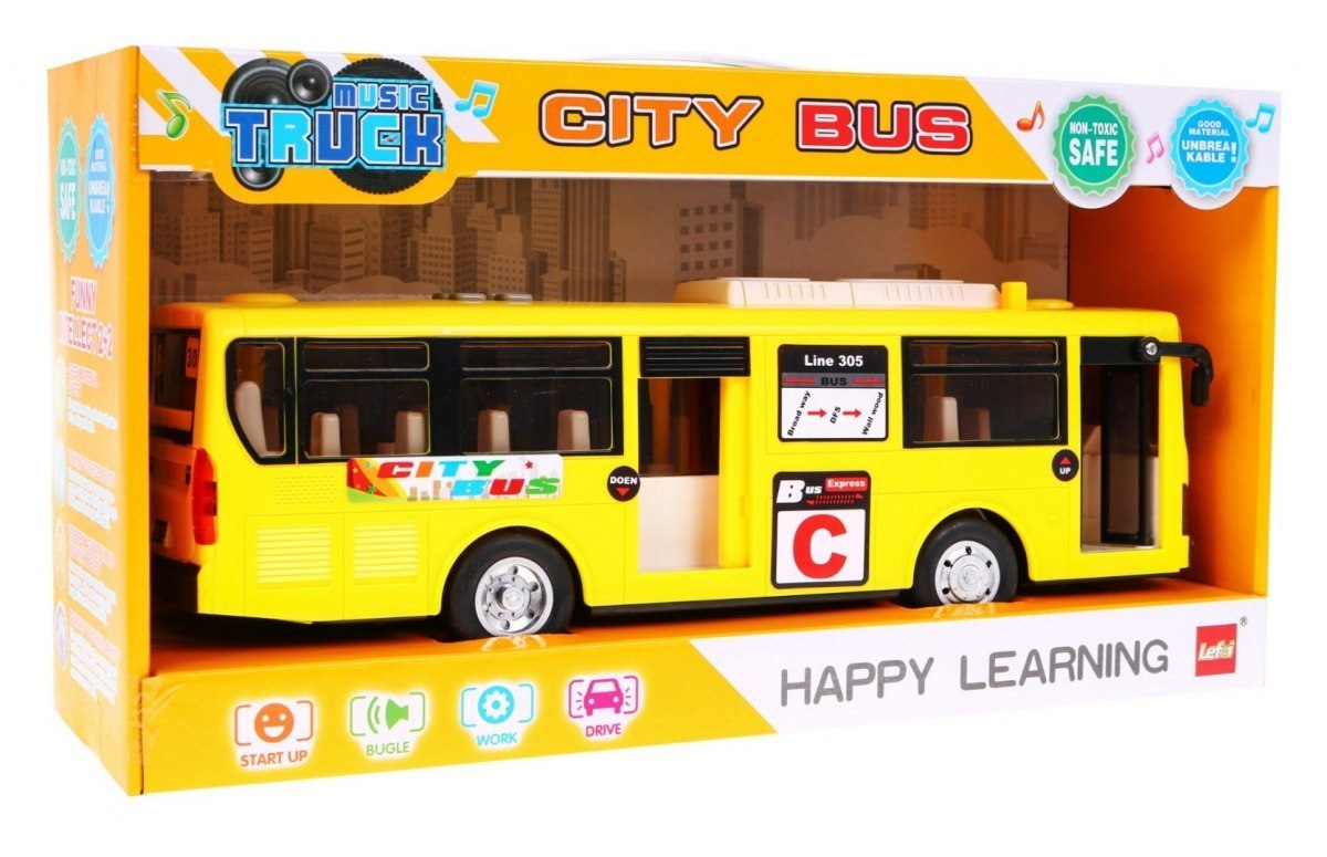 Interaktywny Autobus szkolny dla dzieci 3+ żółty + Otwierane drzwi + Dźwięki Światła