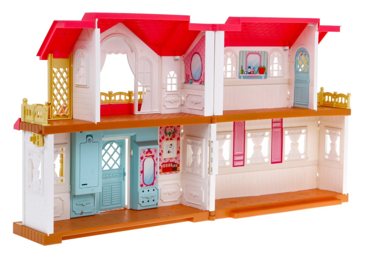 Interaktywny rozkładany domek z figurkami dla dzieci 3+ Zabawa w dom 4 pokoje