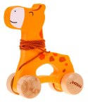 Drewniany mini jeździk Żyrafa na sznurku dla dzieci 12m+ Zabawka na kółeczkach