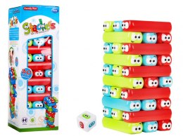 Gra zręcznościowa Dżenga Junior dla dzieci 3+ Chwiejąca się Wieża z Klocków + Kolorowe belki + Kostka