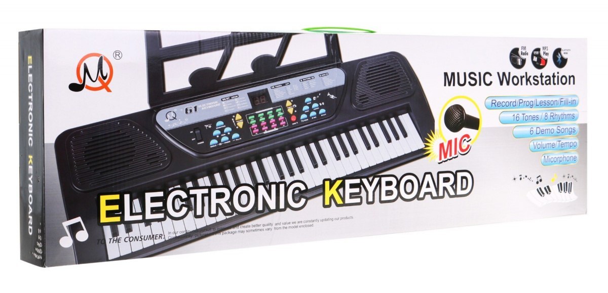 Keyboard z trybem nauki dla dzieci 5+ Stojak na nuty Mikrofon + Nagrywanie - model nr 6161