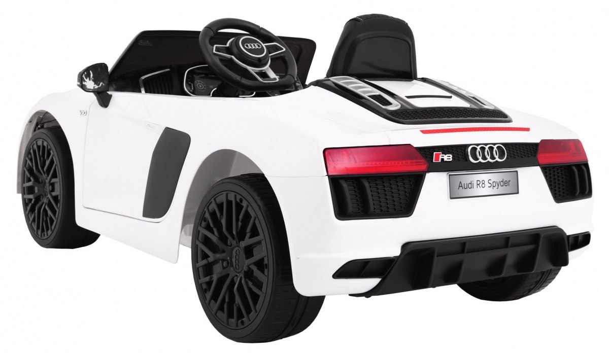Audi R8 Spyder na akumulator Biały + Pilot + EVA + Wolny Start + Radio MP3 + LED