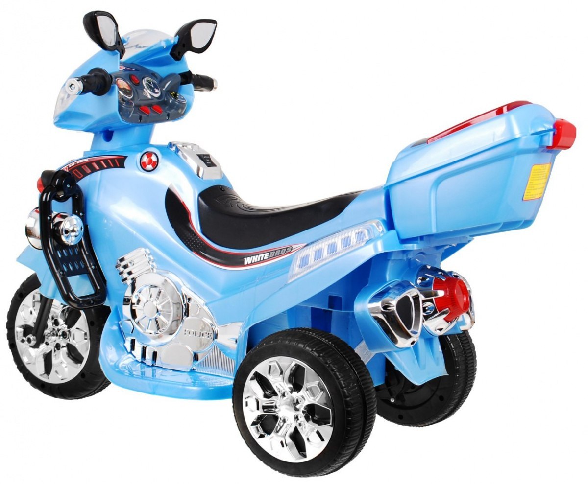 Motorek F928 na akumulator dla dzieci Niebieski + Kufer + Światła + Klakson + Melodie