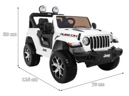 Jeep Wrangler Rubicon na akumulator dla dzieci Biały + Pilot + Radio MP3 LED + Koła EVA