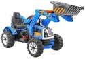 Spychacz na akumulator dla dzieci Traktor Niebieski + Ruchoma łyżka + Trąbka + Pasy + 2 prędkości