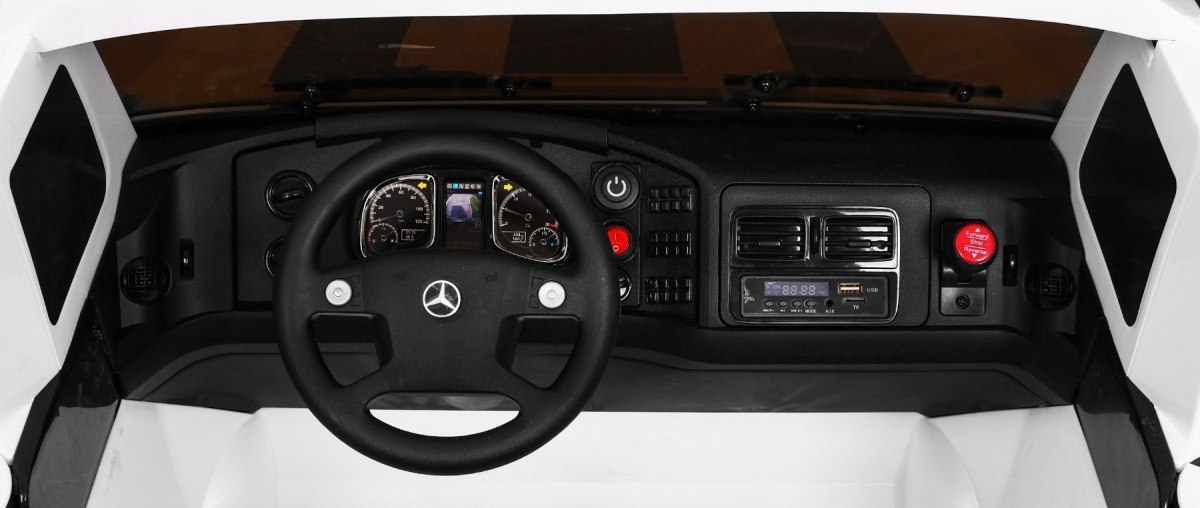 Auto na akumulator Mercedes-Benz Zetros dla dzieci Biały + 2-osobowy + Bagażnik + Pilot