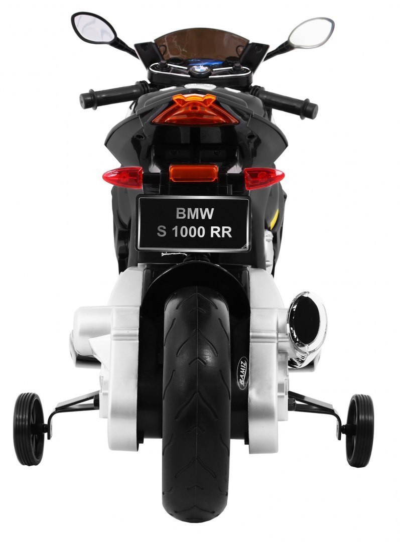 Motor na akumulator BMW S1000 RR dla dzieci Czarny + Kółeczka pomocnicze + Nóżka podpórka