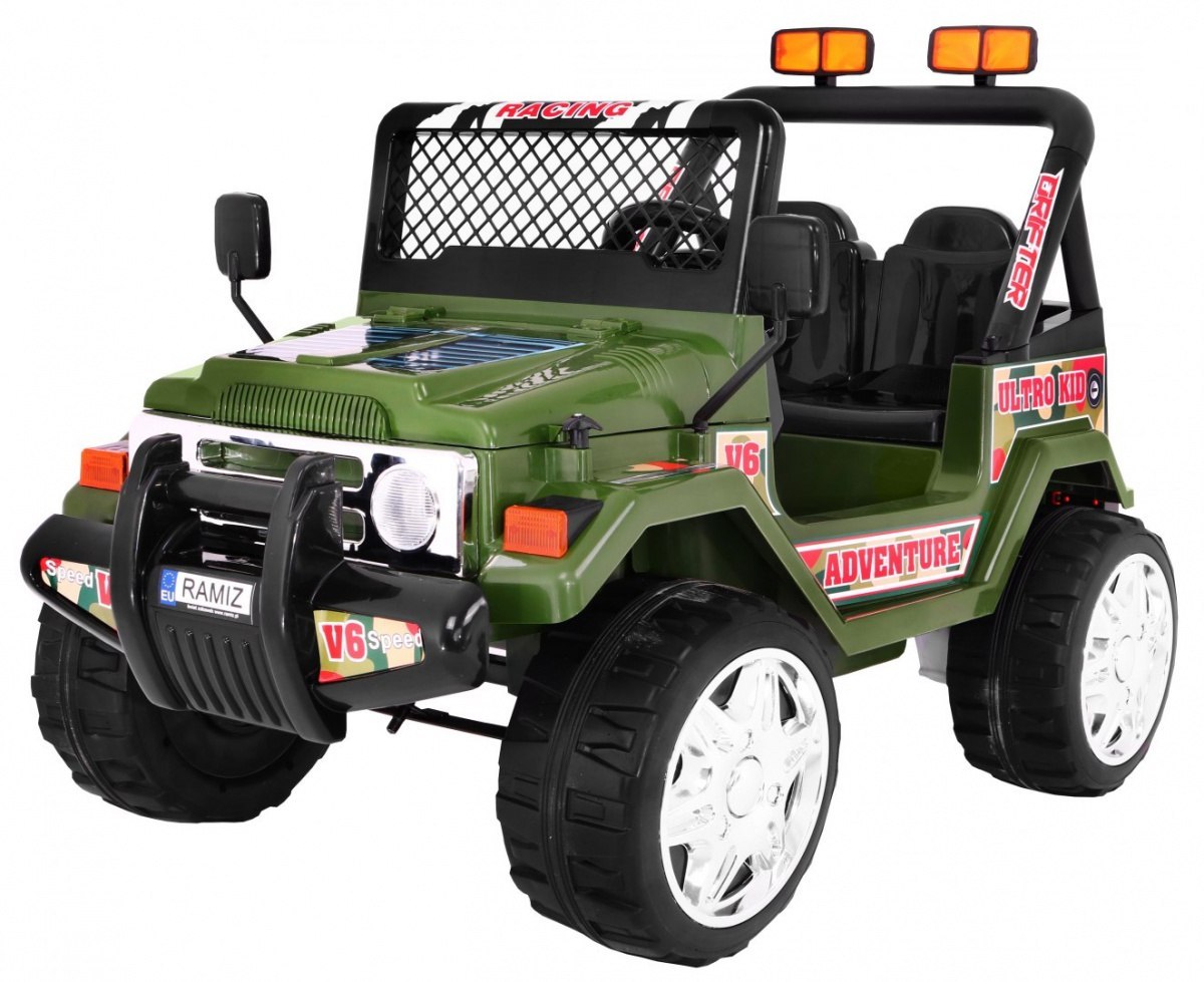 Terenowy Raptor Drifter na akumulator dla dzieci Zielony + Pilot + Wolny Start + EVA + Dźwięki Światła