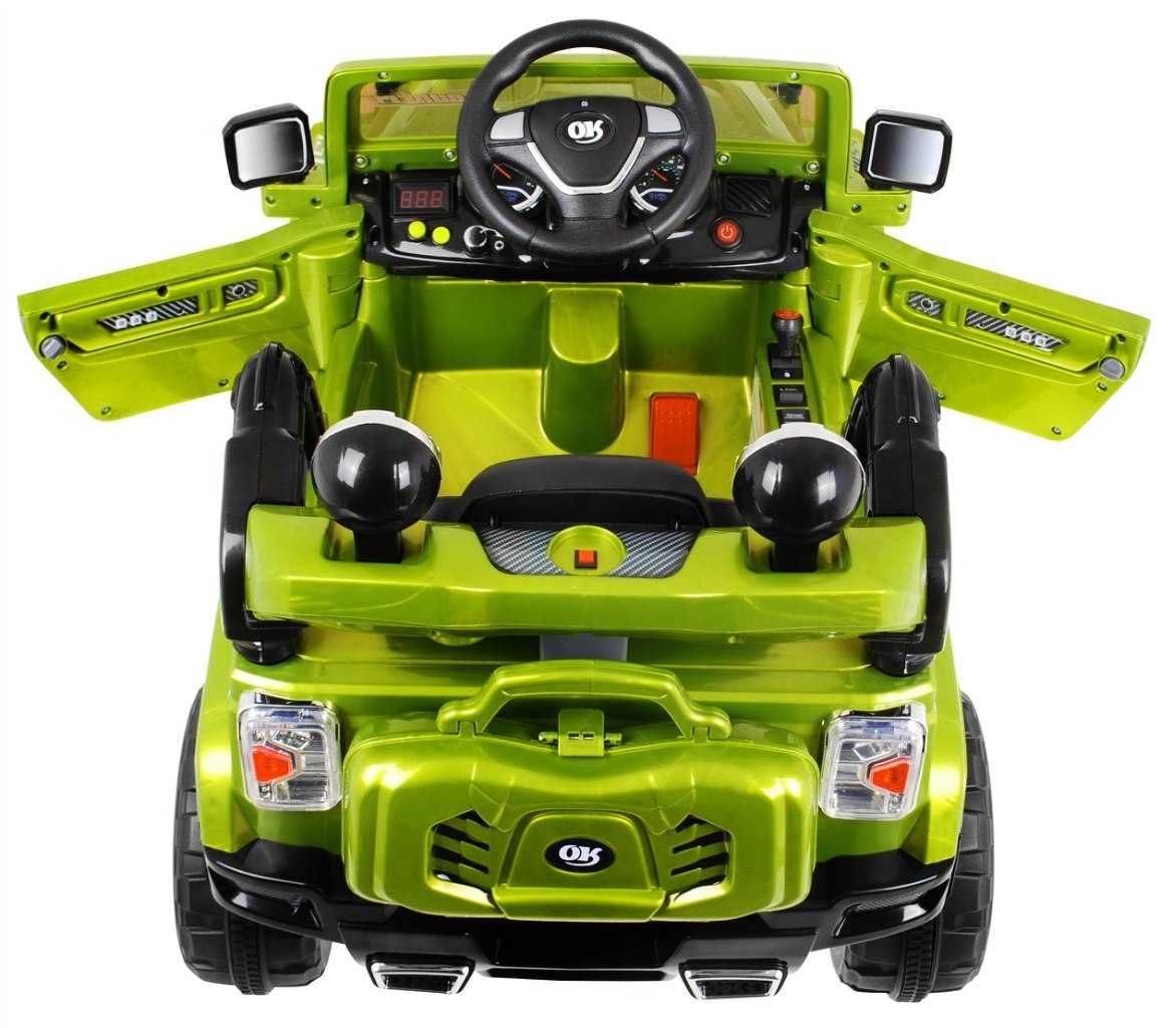 Autko terenowe JJ na akumulator dla dzieci Zielony + Pilot + Schowek + Światła + Audio