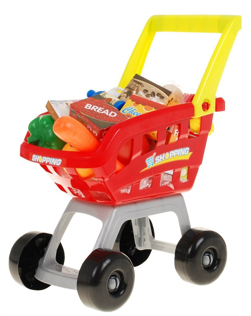 Supermarket dla dzieci 3+ Seledynowy Zabawa w sklep 24 el. Wózek + Towary + Interaktywny skaner