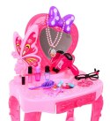 Różowa Toaletka dla dziewczynek 3+ Interaktywna suszarka + Światła + Akcesoria do stylizacji