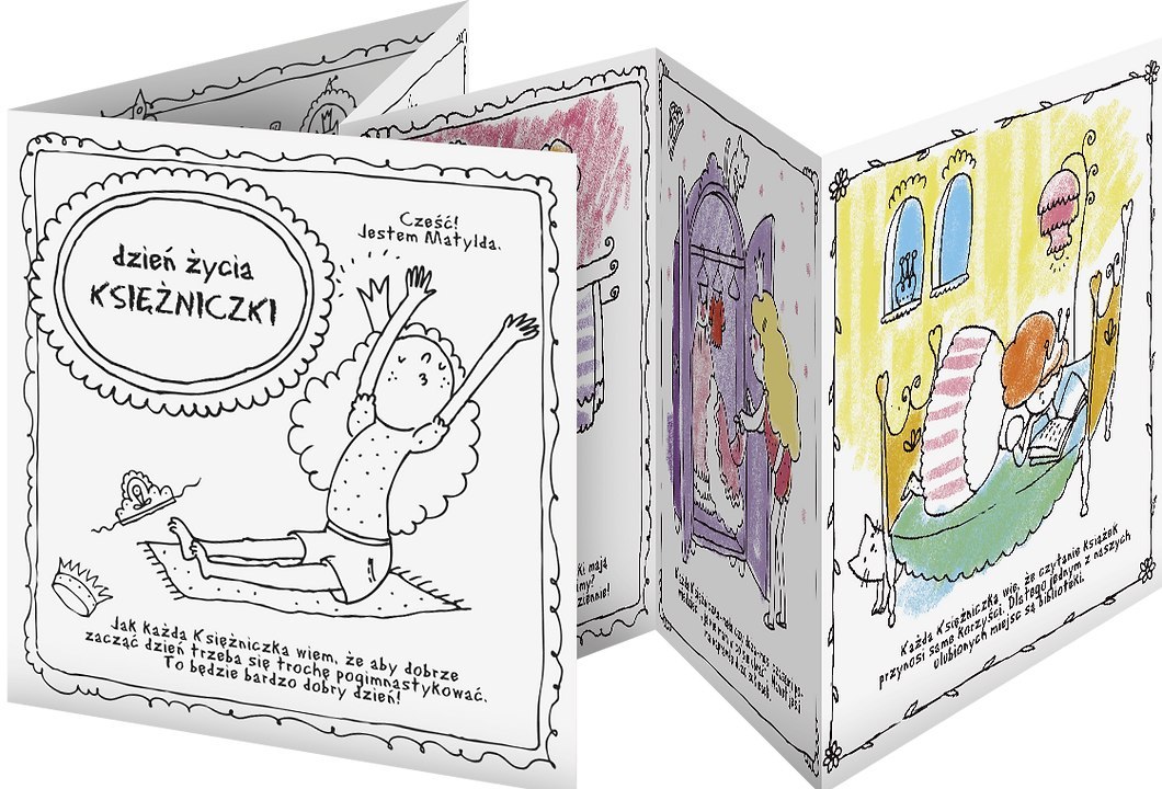 Kolorowanka-harmonijka "Dzień z życia księżniczki" książeczka dla dzieci