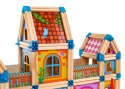 Drewniane klocki konstrukcyjne dla dzieci 3+ Kolorowy MEGA zestaw 268 el. do budowania domku