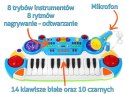 Niebieski zestaw muzyczny Keyboard + Werble + Mikrofon dla dzieci 3+ Światła + Dźwięki 2 oktawy
