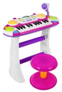Różowy zestaw muzyczny Keyboard + Werble + Mikrofon dla dzieci 3+ Światła + Dźwięki 2 oktawy