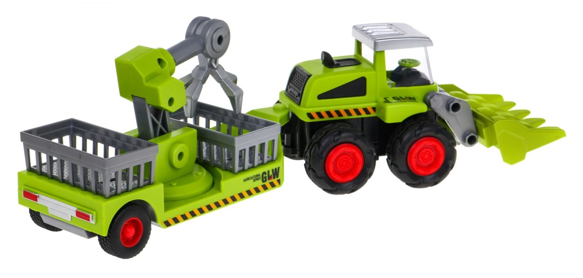 Kombajn rolniczy dla dzieci 1:55 Maszyna + Przyczepa ładująca z żurawiem HDS chwytakiem
