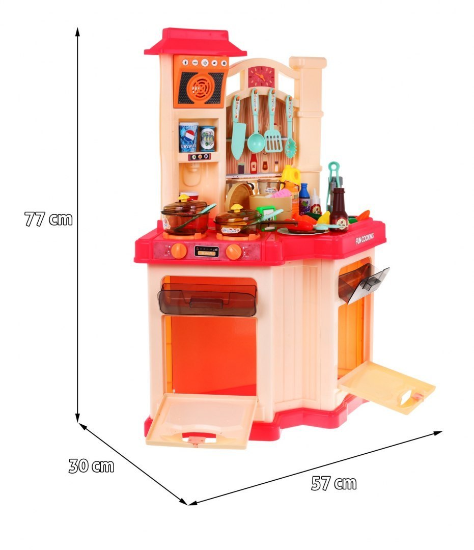 Różowa Kuchnia dla dzieci 3+ Radio + Interaktywny palnik + Funkcja pary + Akcesoria