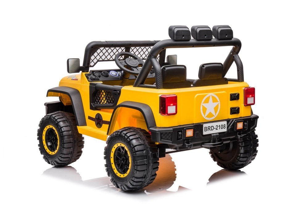 Autko terenowe Geoland Power dla 2 dzieci Żółty + Pilot + Silniki 2x200W + Bagażnik + Radio MP3 + LED