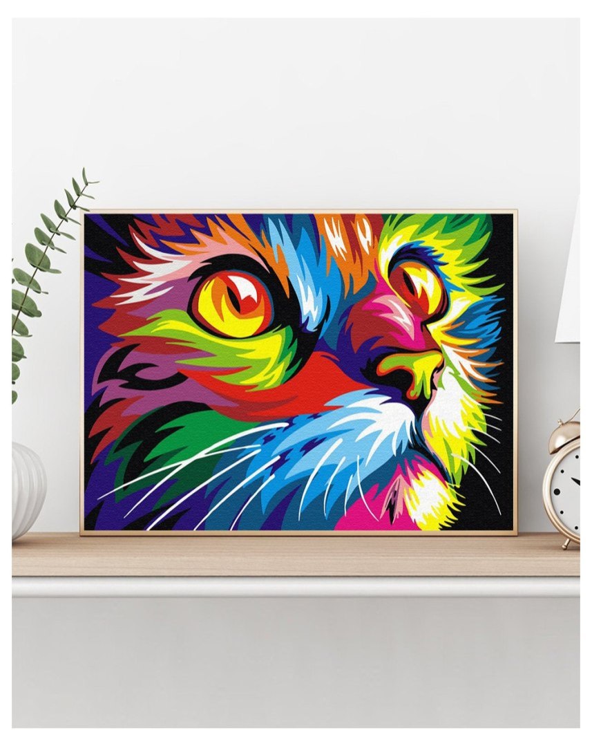Malowanie po numerach 40x50 Tęczowy kot