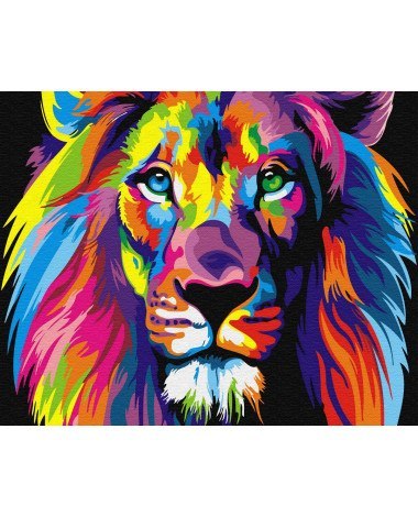 Malowanie po numerach 40x50 Tęczowy lew