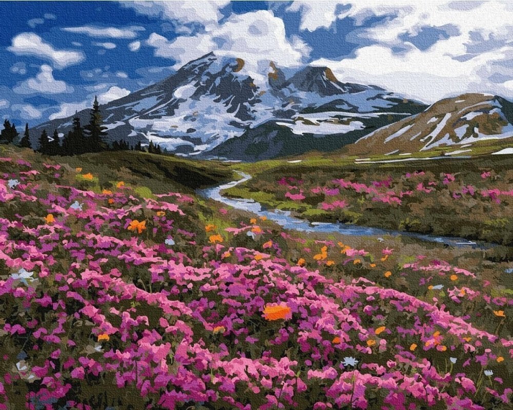 Malowanie po numerach Wiosna w Górach 40x50 Płótno + Farby + Pędzle