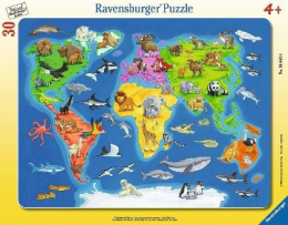 Puzzle 30 Mapa Świata zwierząt
