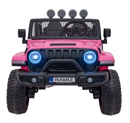 Auto terenowe OFF-ROAD 3.0 dla dzieci Różowy + Pilot + Wolny Start + Pasy + Audio LED