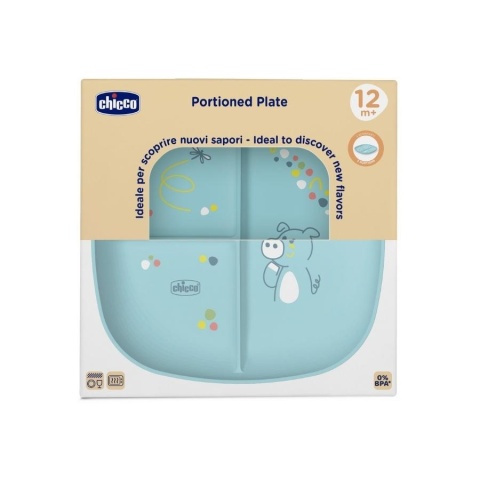 Talerz 3-dzielny niebieski 12m+