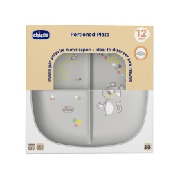 Talerz 3-dzielny szary 12m+