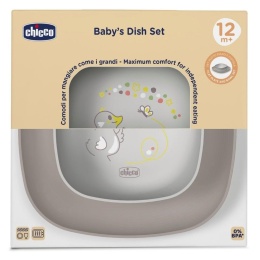 Zestaw 2 talerzy szary 12m+