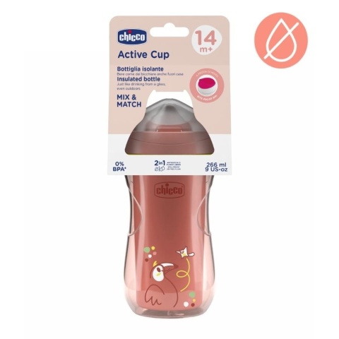 Kubek niekapek termiczny 266ml brzoskwiniowy 14m+