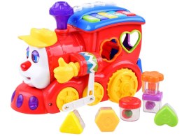 Interaktywna LOKOMOTYWA Sorter + kolorowe klocki Muzyka + światło ZA0104