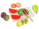 Duży zestaw DREWNIANE WARZYWA OWOCE na magnes do krojenia SKRZYNKA ZA4121