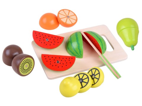 Duży zestaw DREWNIANE WARZYWA OWOCE na magnes do krojenia SKRZYNKA ZA4121