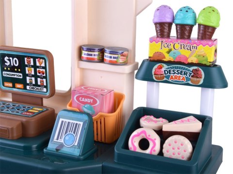 Supermarket Sklep spożywczy Kasa fiskalna + 71 ele akcesoria Dźwięk ZA4279