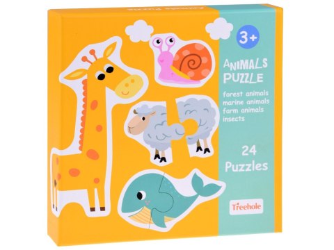 Kolorowe Puzzle układanka 24 Zwierzątka lew krowa motyl lis ZA4749
