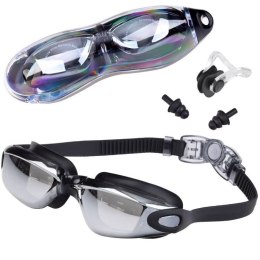 ZESTAW Okulary do pływania UV ANTI-FOG + zatyczki do uczu i nosa SP0792 SR