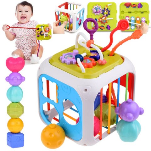 Kostka edukacyjna dla malucha sorter sensoryczny kształty cymbałki ZA5278