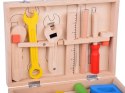 Drewniana Walizka z narzędziami Młotek Piła Śrubokręt 10 narzędzi ZA5382