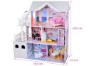 Duży Ażurowy Domek drewniany dla lalek + Winda Garaż Balkon Meble ZA5388