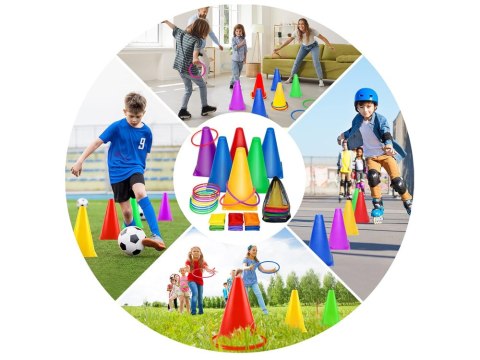 Gra Zręcznościowa Ruchowa Pachołki Obręcze Woreczki dla Dzieci SP0823