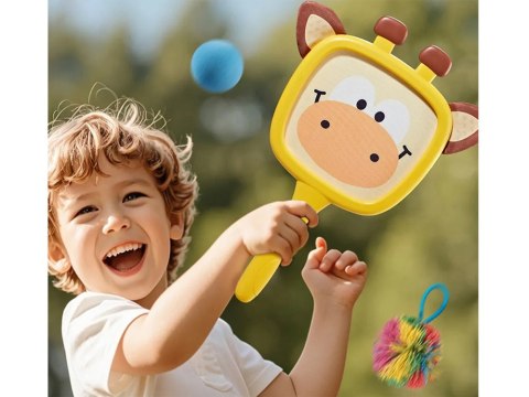 Kolorowe rakietki w kształcie zwierząt +2 piłeczki dla najmłodszych ZA5605