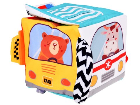 Miękka Kostka Sensoryczna Pojazdy pudełko z chusteczkami montessori ZA5587