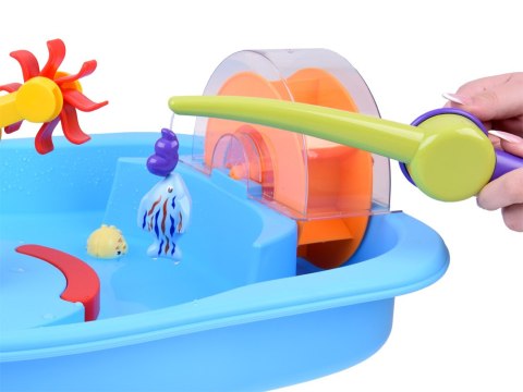 Niebieski stolik wodny z kołem młyńskim + akcesoria do łowienia ZA5566