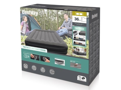 Bestway dmuchany Materac Tritech z wbudowaną pompką USB 152x203cm 671BU