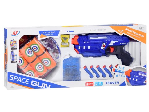 Pistolet Shotgun 2w1 + Naboje piankowe żelowe Tarcza Okulary Puszki ZA5564