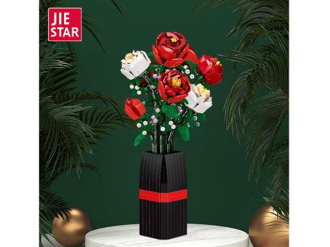 Klocki konstrukcyjne Kwiaty w wazonie BUKIET RÓŻ + wazon 818 ele ZA5760