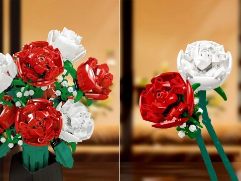 Klocki konstrukcyjne Kwiaty w wazonie BUKIET RÓŻ + wazon 818 ele ZA5760