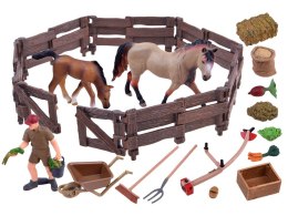 SERIA ZWIERZĘTA FARMA Duży zestaw zwierząt ZAGRODA Figurki KONIE ZA2991