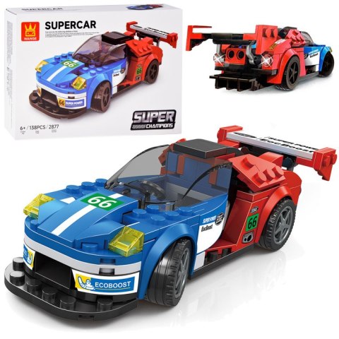 Klocki techniczne Sportowe auto NIEBIESKO-CZERWONE 138-elementów ZA5744